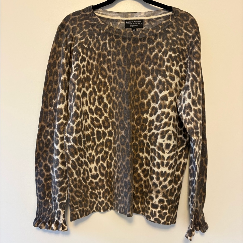 Banana Republic Brown Leopard Print Sweater - Special Edition Filpucci Yarn